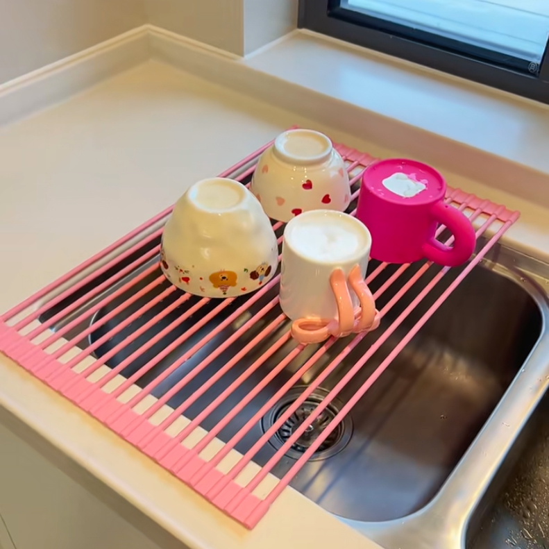 ANNAHOUSE厨房置物架折叠滤水架不生锈水槽碗碟控水架硅胶沥水架