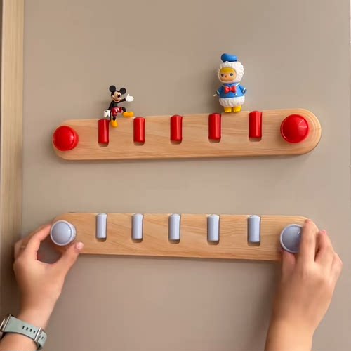 木纹吸盘挂钩联排免打孔强力承重排钩门后挂衣架卧室厨房浴室挂钩