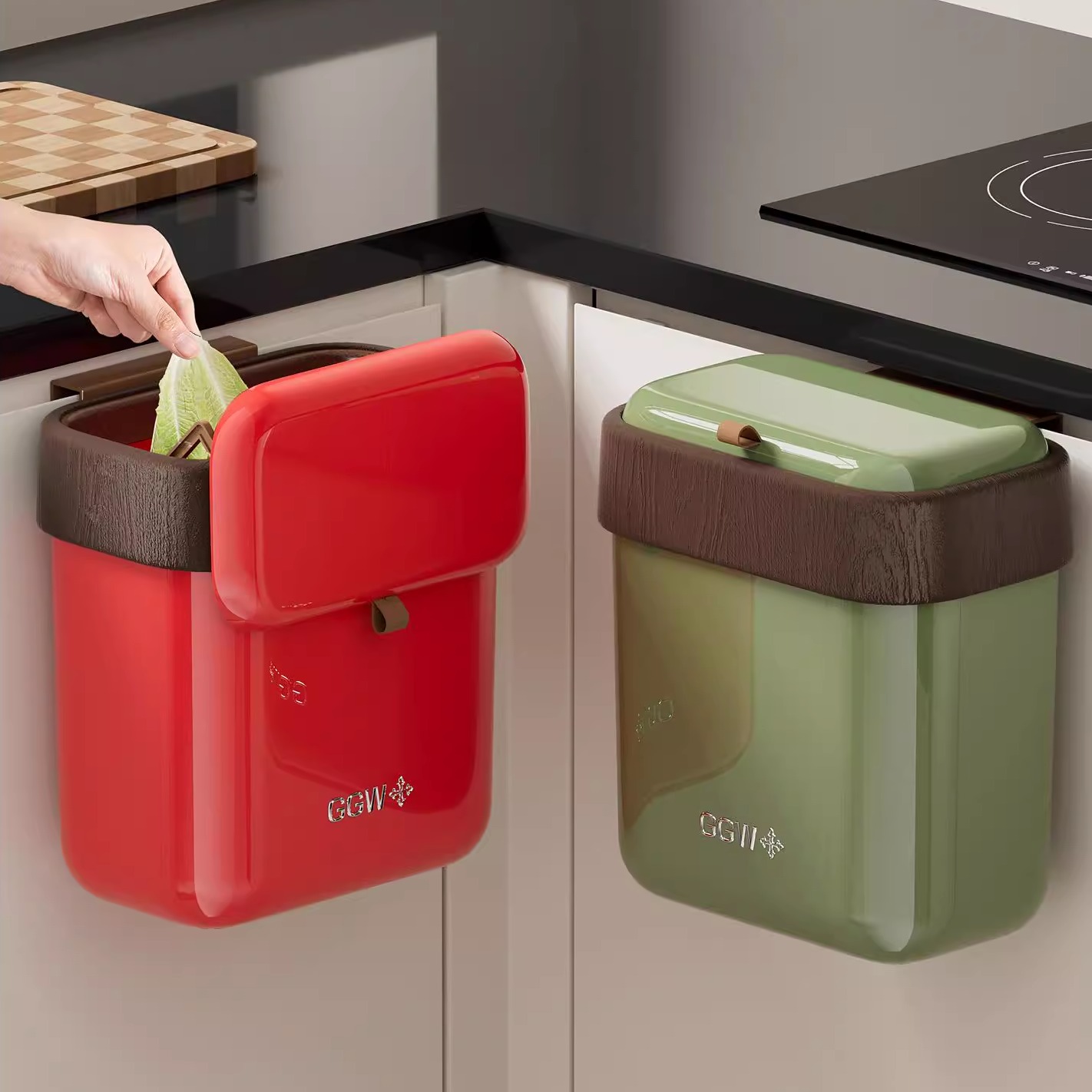 厨房壁挂垃圾桶2025新款家用带盖卫生间窄缝大号大容量厨余垃圾桶