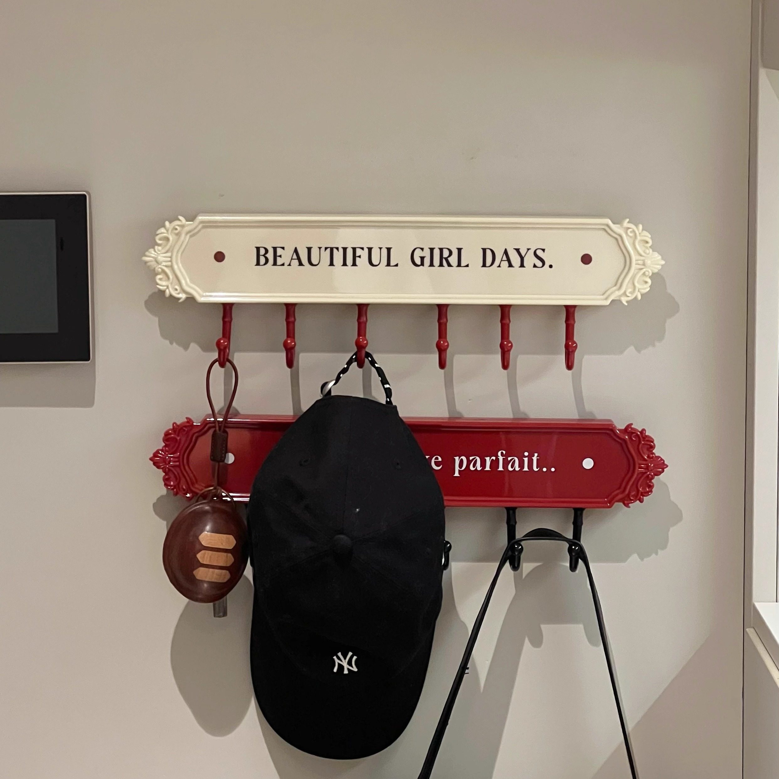 法式镜面门后挂钩免打孔粘胶轻奢卫生间联排挂钩玄关中古风排钩子,收纳整理,挂门置物架,淘宝优惠券,粉丝福利购,淘宝优惠卷