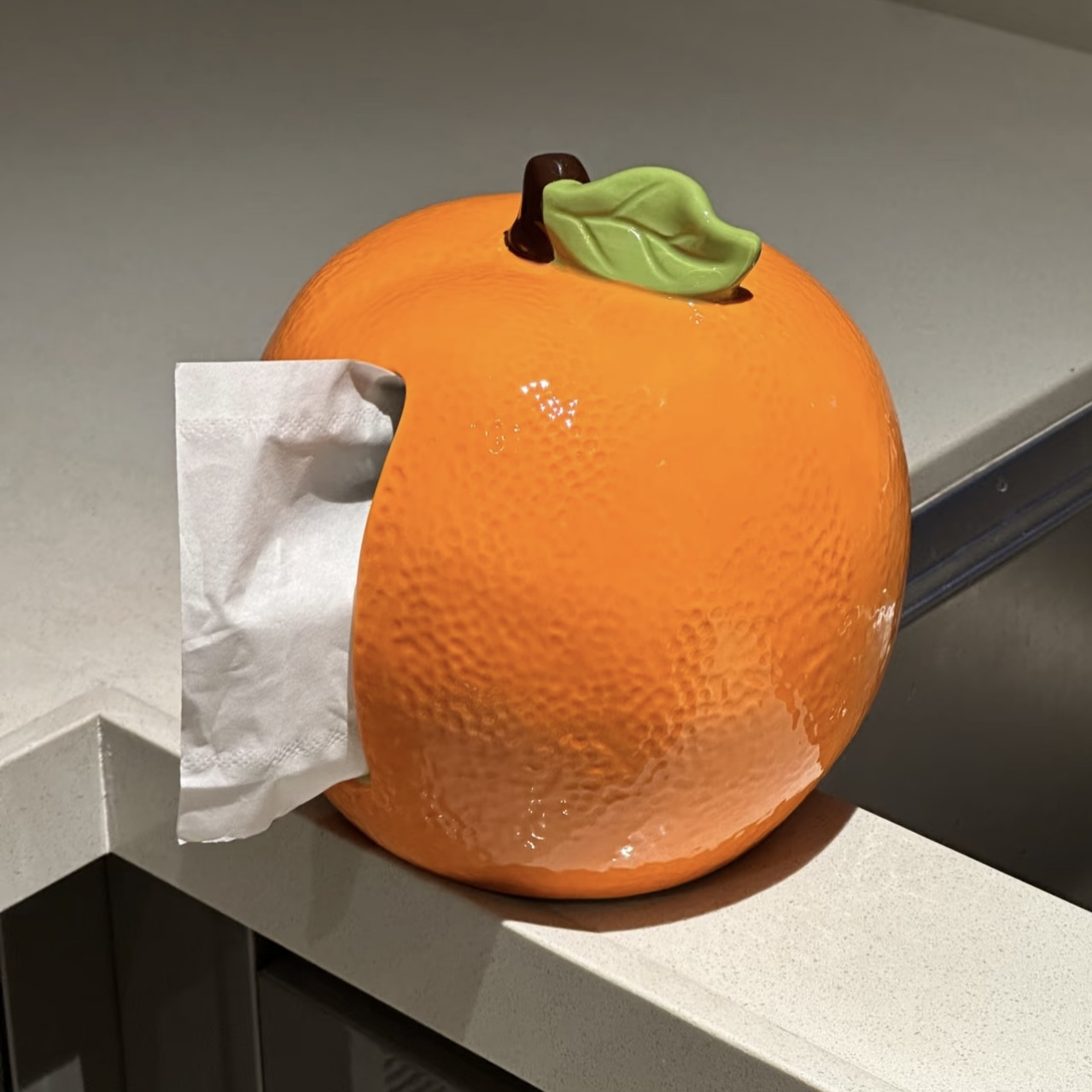 ANNAHOUSE创意橘子纸巾盒客厅家用桌面摆件餐巾抽纸盒陶瓷抽纸盒Y
