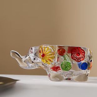 单只 饰 轻奢大象餐具水培插画容易无铅水晶玻璃加厚客厅装