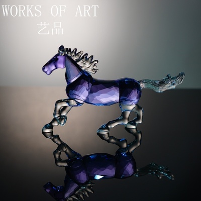 单只礼盒装-轻奢水晶十二生肖紫色马摆件家居装饰品桌面水晶摆件