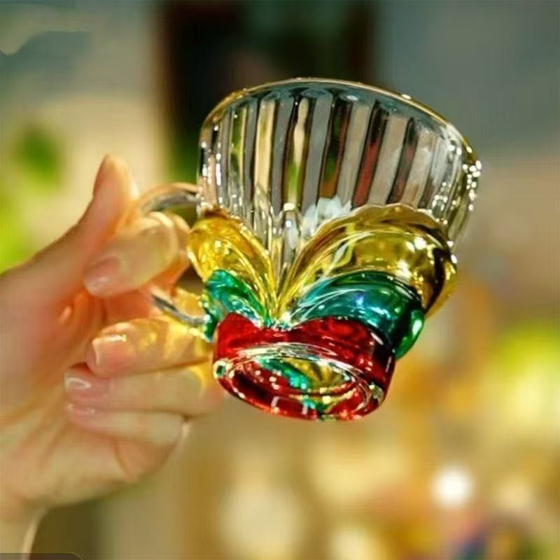 单只-轻奢花开富贵杯无铅水晶玻璃把手杯咖啡杯喝水杯