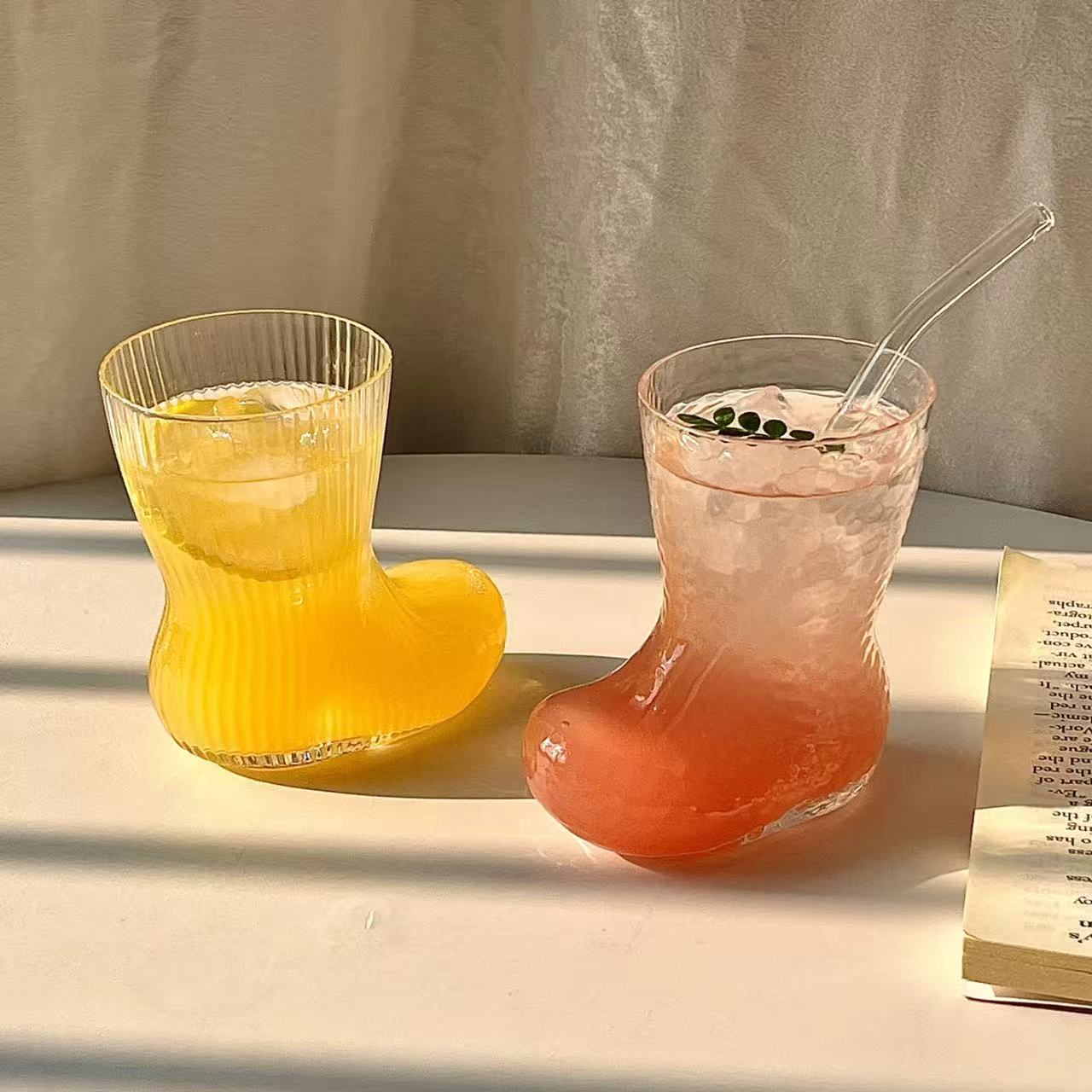 拍一发二-轻奢创意靴子果汁杯无铅水晶玻璃个性ins风咖啡杯