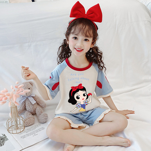 女童睡衣纯棉儿童夏季短袖薄款女孩中大童夏天空调服新款家居服