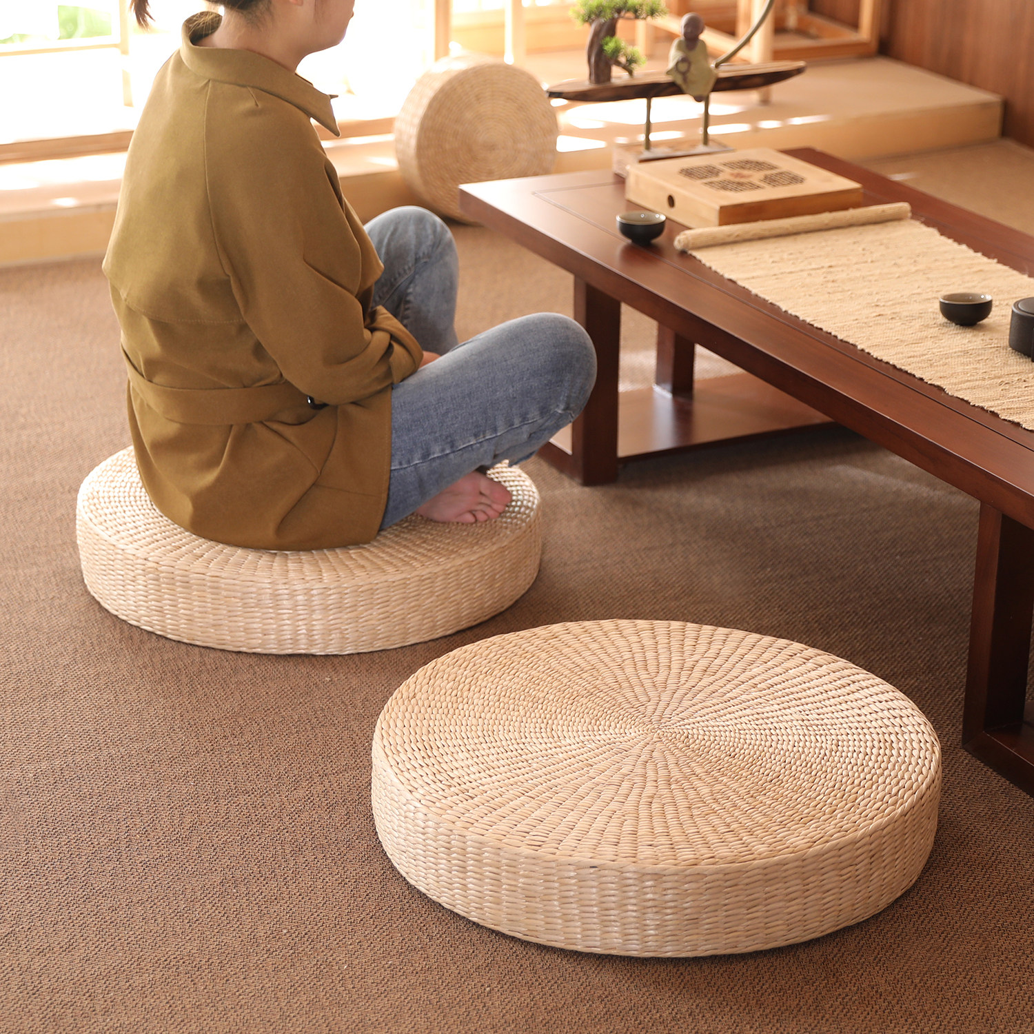 蒲团坐垫家用地上打坐禅修垫拜佛跪垫榻榻米坐墩日式阳台蒲草垫子,居家布艺,蒲团,淘宝优惠券,粉丝福利购,淘宝优惠卷