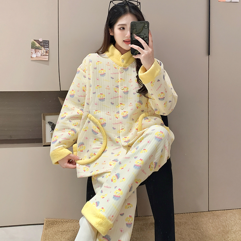 孕妇睡衣春秋空气棉月子服产后