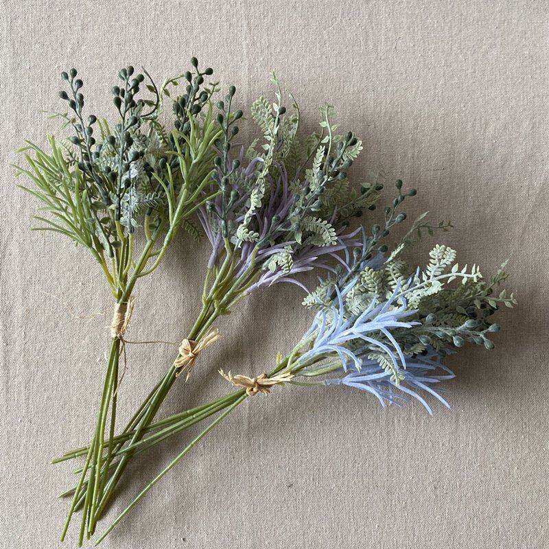 扁叶千丝果仿真花 植绒小草塑料叶家居装饰工厂直批新款手扎