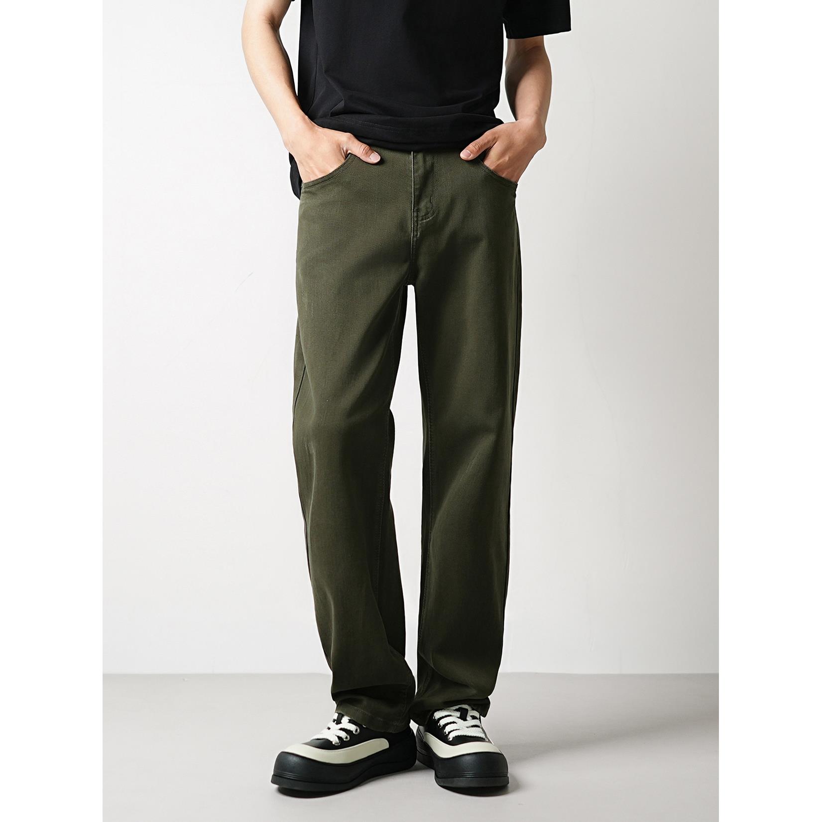 军绿色水洗弹力休闲裤男潮牌