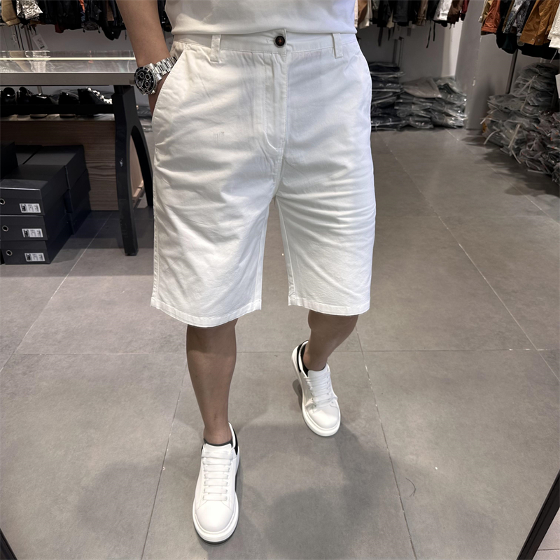 2025夏季新款薄款男士白色五分短裤潮牌韩版修身纯色中裤休闲裤潮