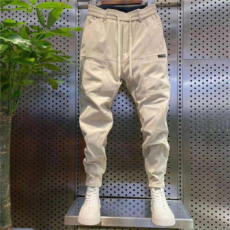 2026春秋新款时尚宽松休闲裤男士灯芯绒条绒裤子百搭潮流小脚长裤