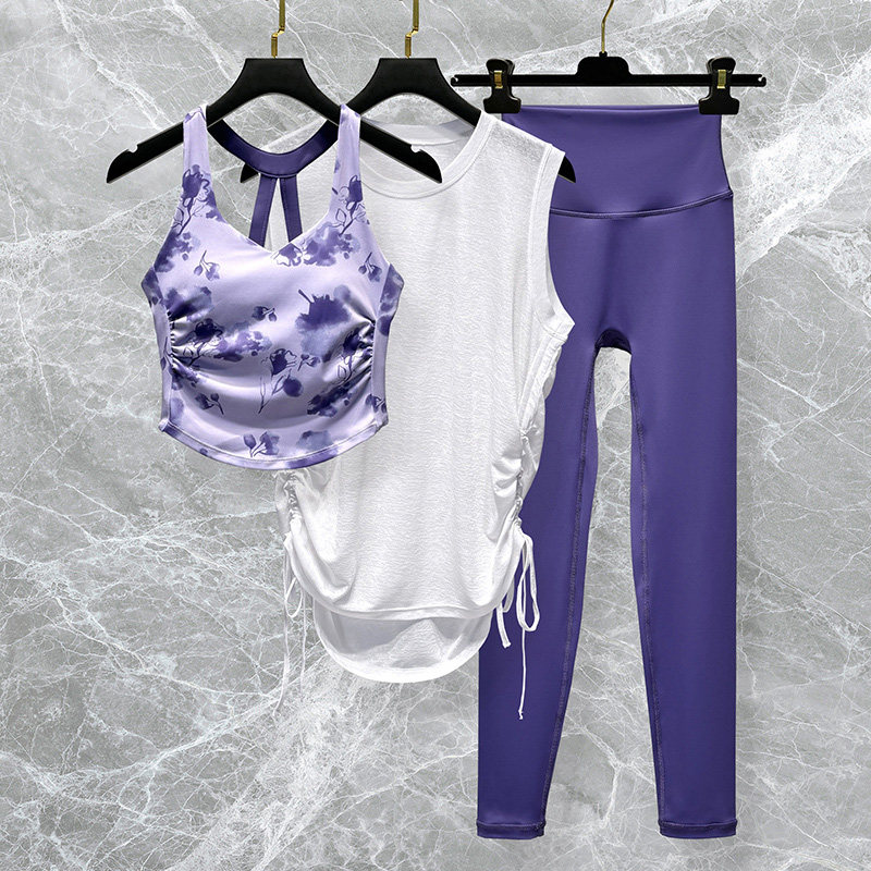 彩色印花普拉提瑜伽服女2026新款夏季运动套装健身训练服背心上衣