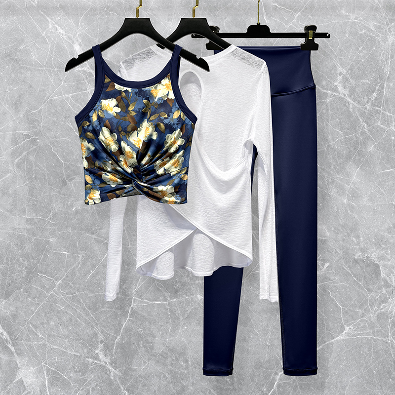 彩色印花瑜伽服女套装2025新款秋冬高级感时尚运动健身训练服上衣