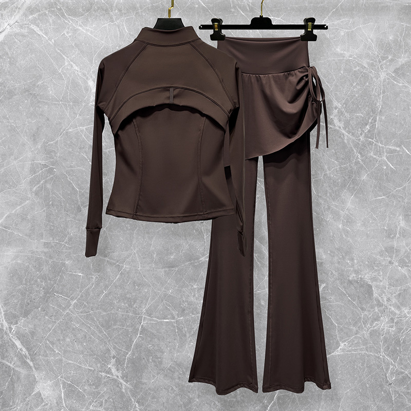 健身服女2025新款秋冬高级感时尚速干长袖瑜伽运动外套喇叭裤套装