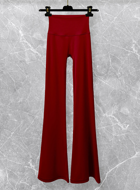 红色普拉提瑜伽裤女高腰提臀紧身显瘦弹力运动健身训练喇叭裤外穿