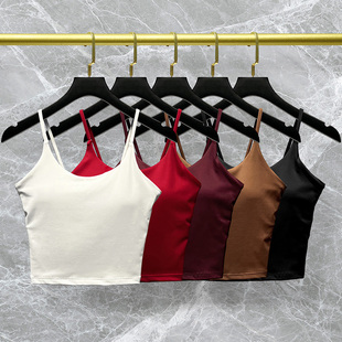 性感美背带胸垫瑜伽吊带夏天速干网红运动健身服训练舞蹈背心上衣