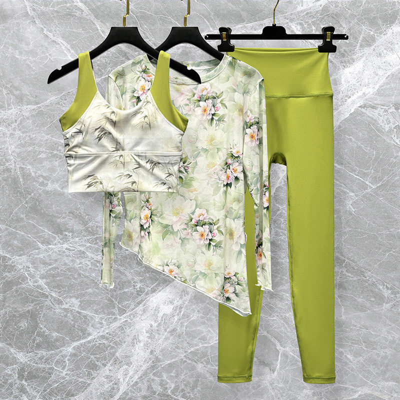 一体式胸垫花色背心普拉提瑜伽服套装女时尚网纱运动健身训练上衣,运动服/休闲服装,健身衣,淘宝优惠券,粉丝福利购,淘宝优惠卷