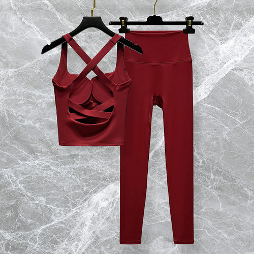 安可拉红瑜伽服套装2025新款背心