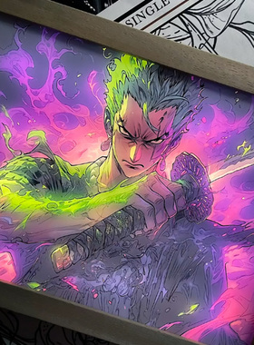 索隆灯光画海贼王小夜灯卧室床头摆件电竞房装饰发光摆台生日礼物