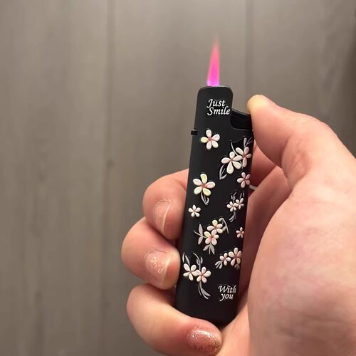 梅花粉焰防风可爱女生高颜值火机cricket草蜢防爆砂轮小打火机