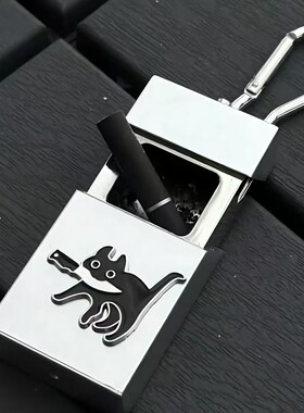 小猫鲨手便携式手工烟灰缸带盖不锈钢户外车载烟灰缸小号随身高级