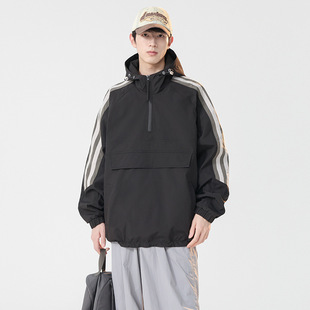 春秋季新款美式潮牌夹克外套休闲ins高级感青少年连帽工装男生