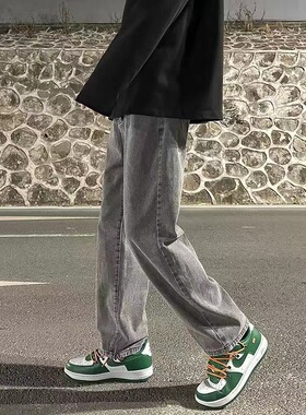 烟灰色牛仔裤男生2026夏季新款宽松直筒男裤休闲裤子薄款男士男款