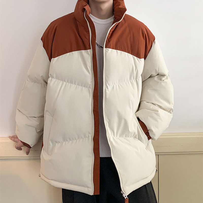 OOTD户外美式羽绒棉服男款冬季棉袄男生面包服加厚外套男拼色棉衣