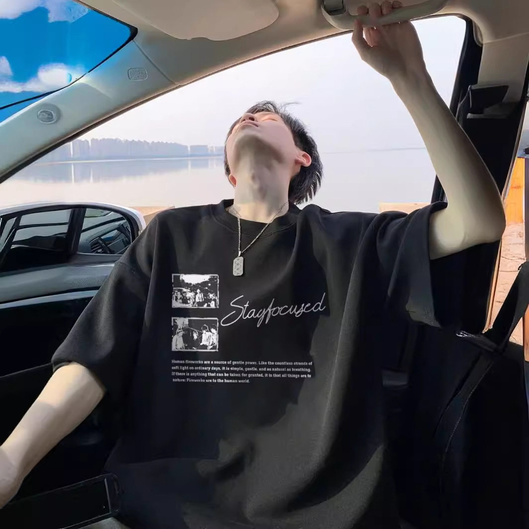 美式复古纯棉重磅短袖