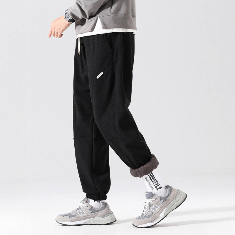 简恒加绒加厚奥利绒束脚卫裤男款冬季防风保暖棉裤抗皱运动休闲裤