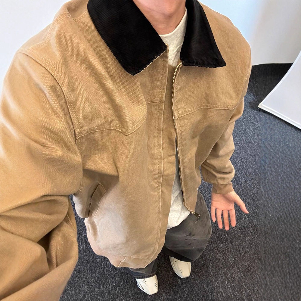 美式vintage卡其帆布0