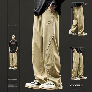直筒休闲裤子男款秋冬季新款美式潮牌工装裤男生宽松运动冲锋长裤