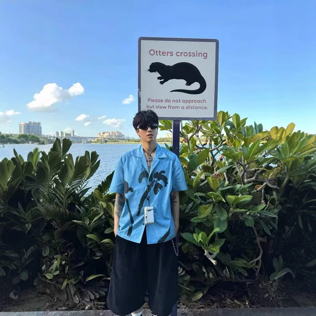古巴领印花度假风衬衫男夏季短袖衬衣cleanfit慵懒痞帅高级感外套