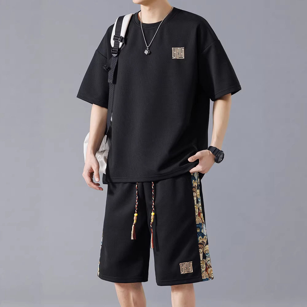2026新款优选套装男士夏季休闲短袖短裤男生酷帅穿搭一整套运动服