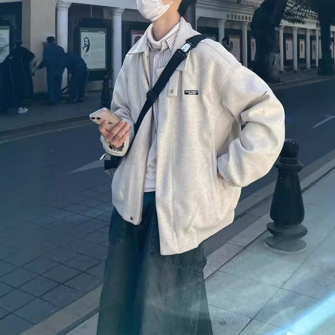 春秋美式复古毛呢夹克