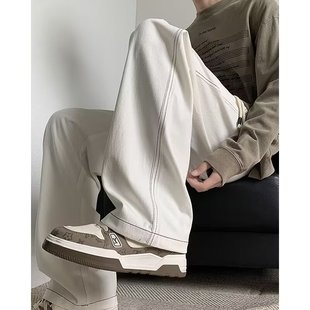 高街潮牌百搭直筒裤 卡其色工装 复古慵懒阔腿长裤 男冬美式 子 休闲裤