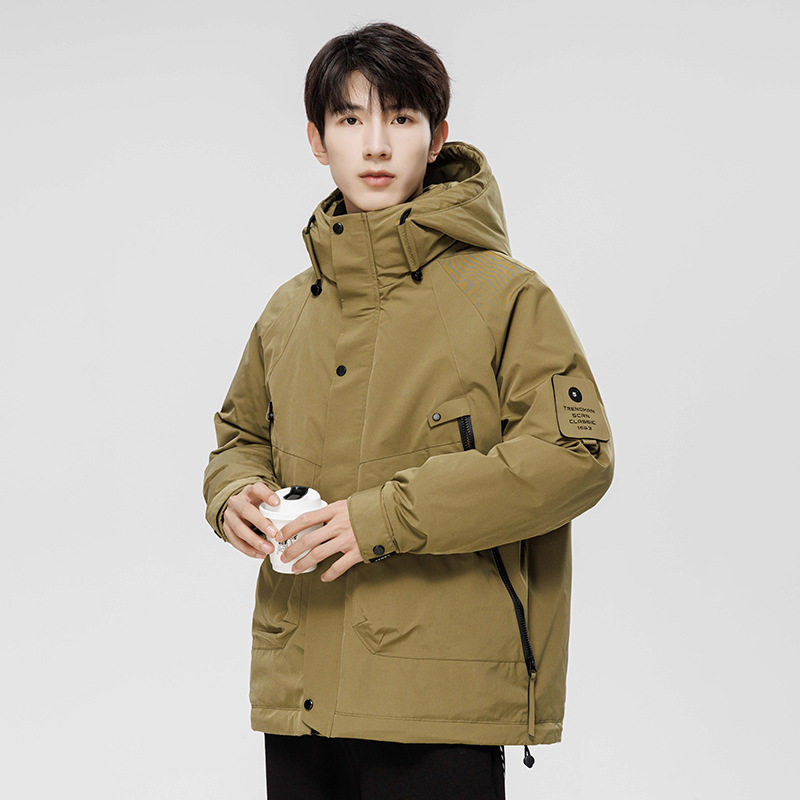连帽轻薄羽绒服男冬季新款加厚保暖帅气潮牌工装男士冬装外套