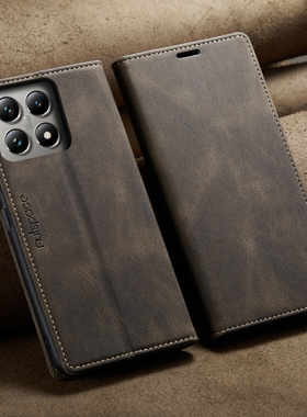 适用小米14T手机壳防摔12pro高端13lite全包11T翻盖10T皮套13磁吸note14新款X7保护套M7磨砂poco X5钱包