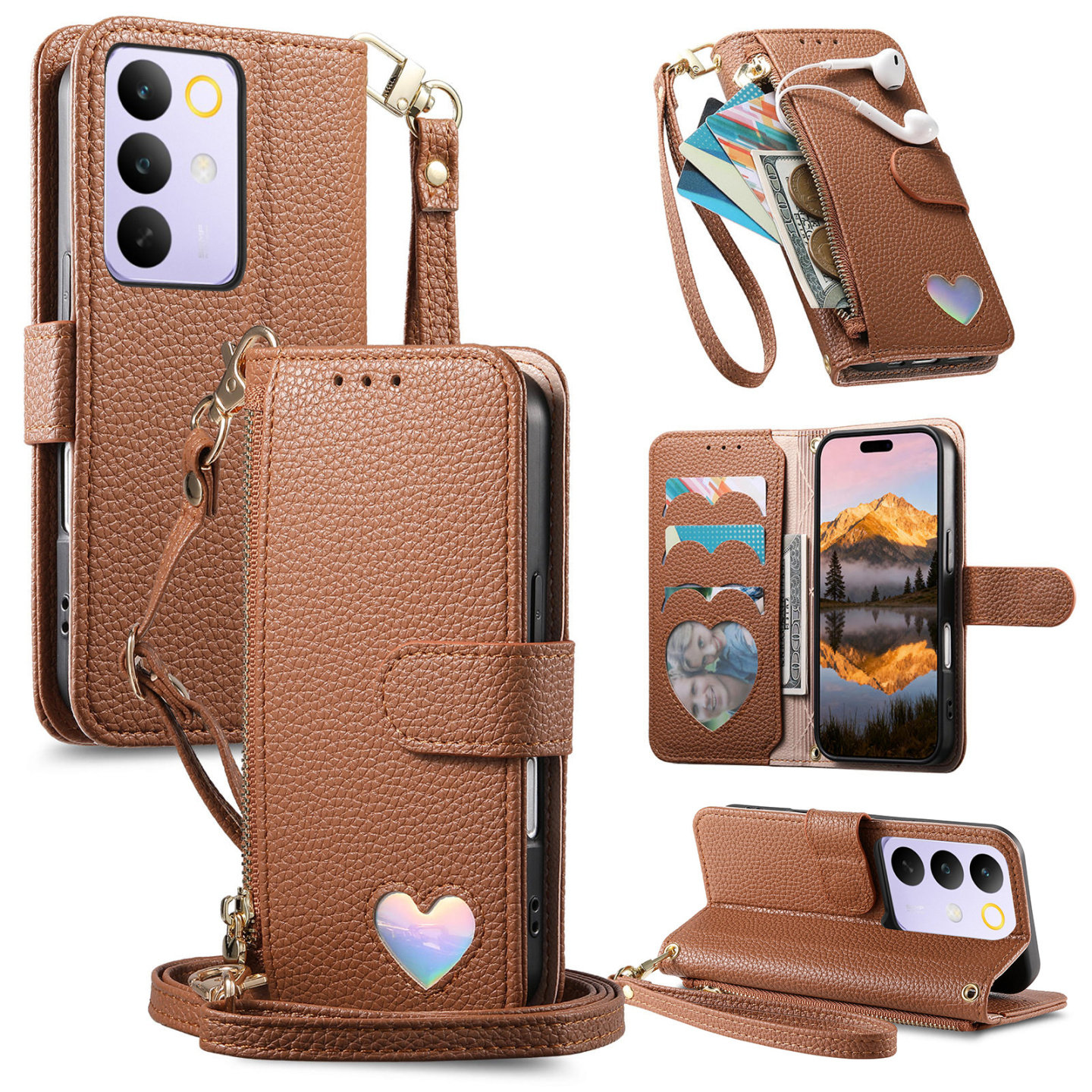 适用OPPO Reno15/14/13/12/11F手机壳带挂绳翻盖皮套Find X9全包防摔背带A79插卡Pro+放卡A78钱包斜跨新款