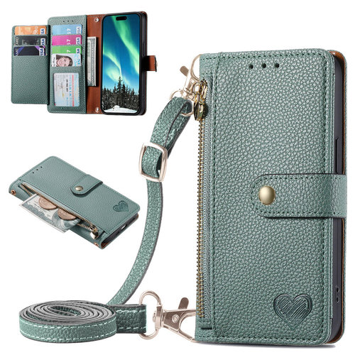 爱心拉链钱包插卡手机壳