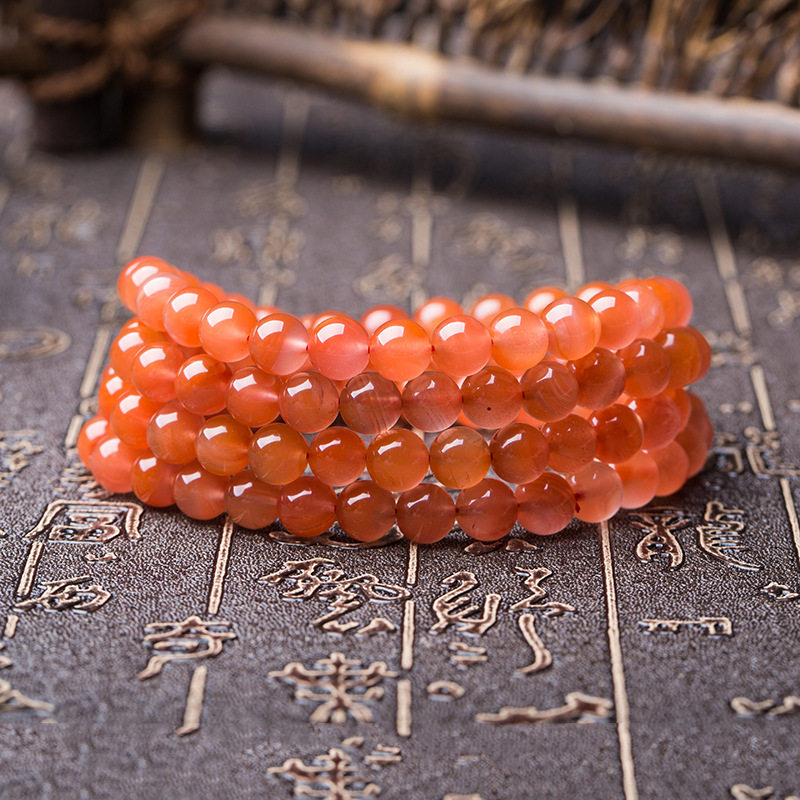 天然南红水红玛瑙佛珠108颗通透冰种橙红色男女通用手串饰品批发,饰品/流行首饰/时尚饰品新,手饰/手串,淘宝优惠券,粉丝福利购,淘宝优惠卷