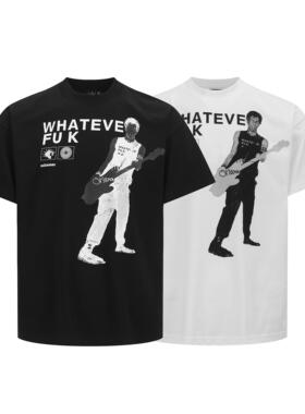 WA1R FU*K吉他手标语 数码直喷280G索罗娜冰感潮牌短袖男女款T恤
