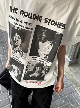 MANUSCRIPT人像乐队短袖 数码直喷Sorona索罗娜冰感短宽boxyT恤