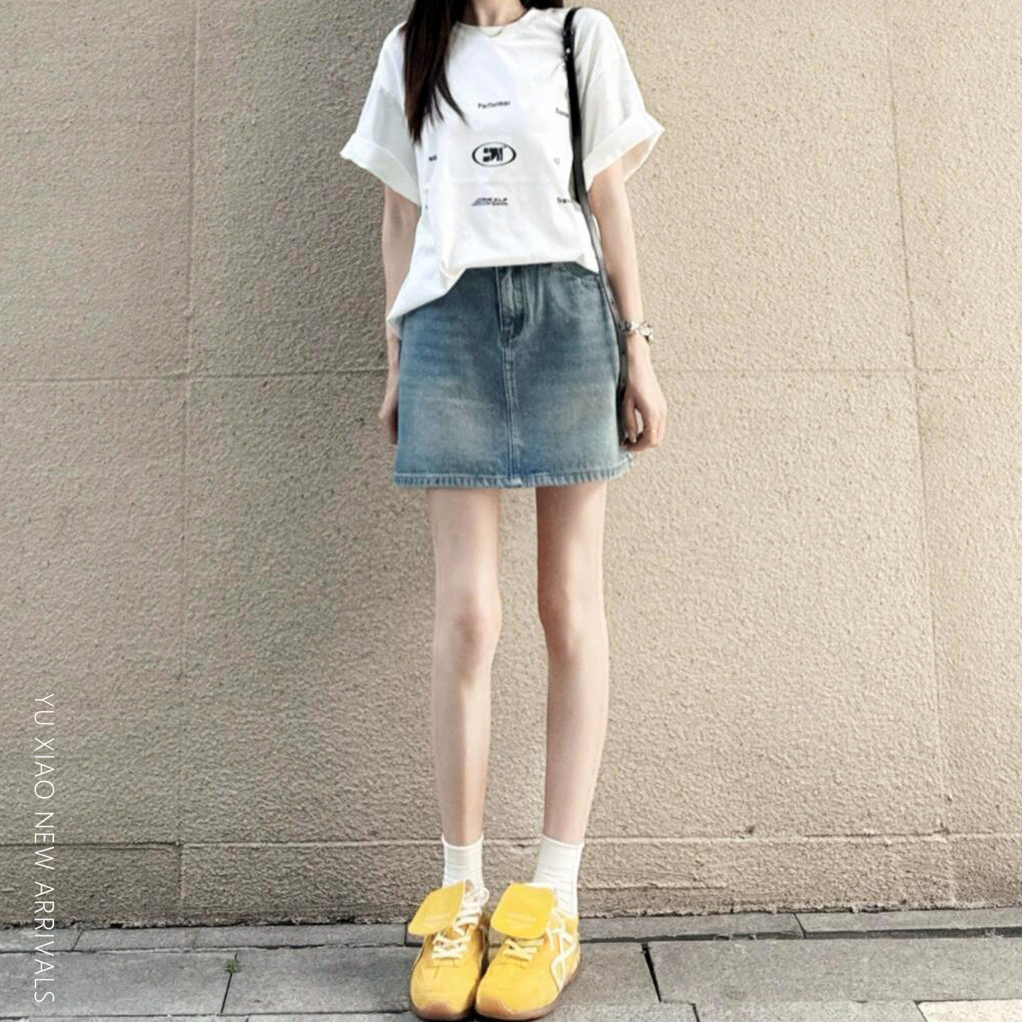 复古a字牛仔短裙女夏季大码显瘦胖mm小个子梨型身材包臀半身裙子