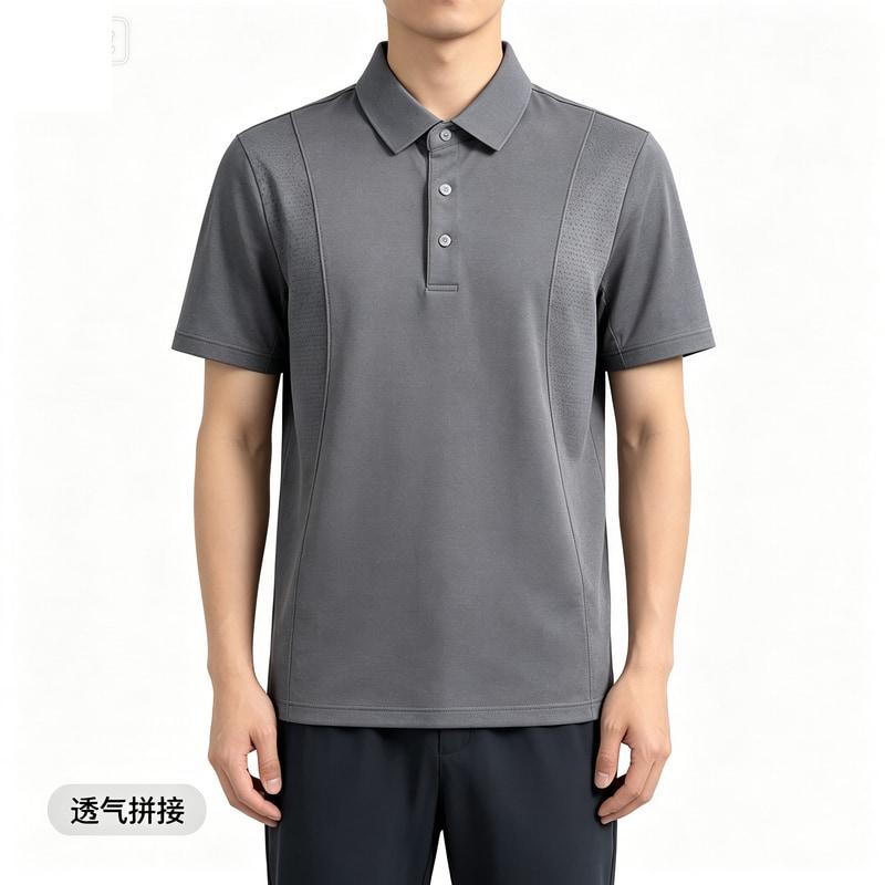 运动休闲拼接短袖t恤男时尚新款衬衫领polo衫男纯色百搭夏装衣服