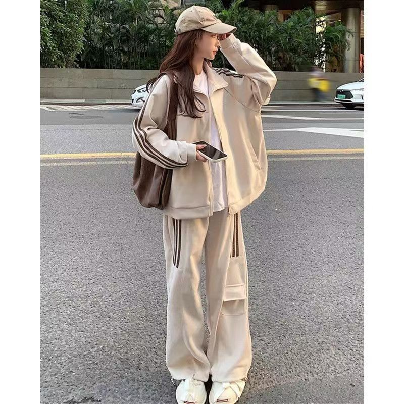 华棉百搭卫衣休闲运动套装女春秋季韩版学生宽松显瘦跑步服两件套