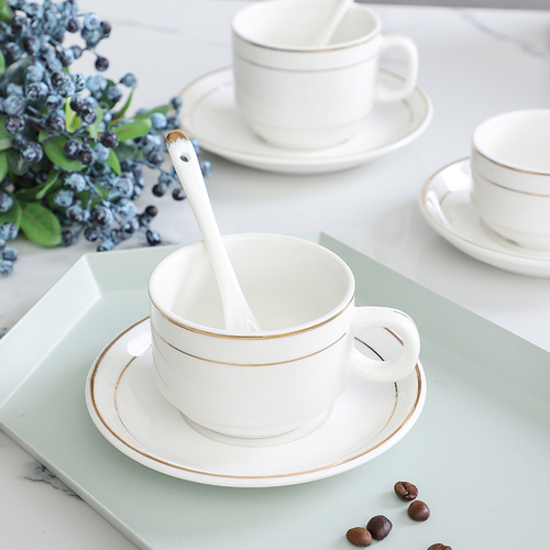 欧式陶瓷咖啡杯套装小奢华金边陶瓷奶茶杯酒店美式咖啡杯可定制