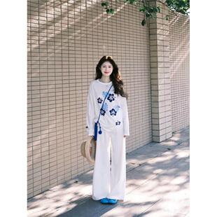 2025新款夏日ootd穿搭印花白色长袖t恤上衣女宽松薄纱款防晒罩衫