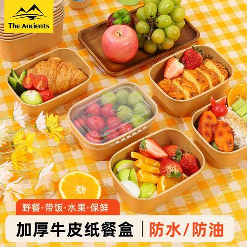 一次性饭盒打包盒食品级餐盒套装可微波炉加热便携野餐水果便当盒